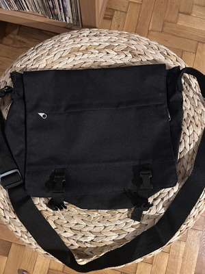 Black shoulder messenger bag with strap