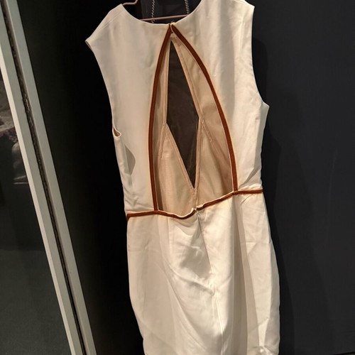 Kathy Heyndels dress like new, white and brown