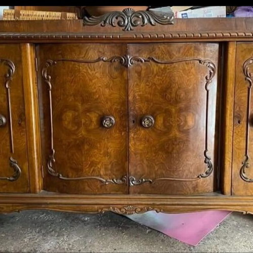 Antique walnut wood buffet used with lion feet