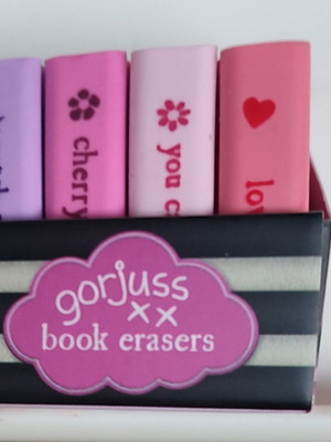 Santoro book-shaped erasers new, pack of 4