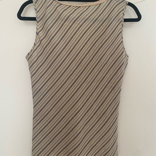 Marks & Spencer vintage silk blend sleeveless blouse top S like new, chocolate brown stripes