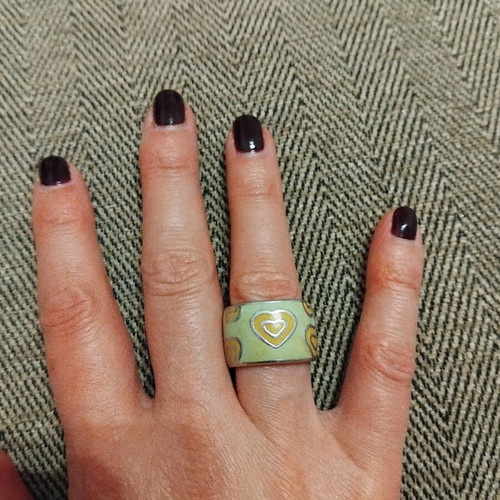 Silver heart ring like new, beige and turquoise