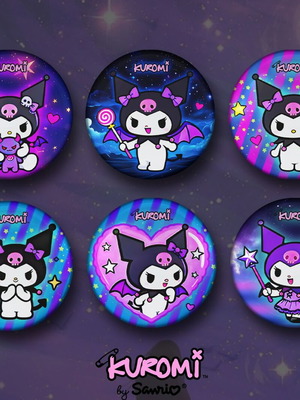 Kuromi pins new, set of 6, 2.5 cm diameter