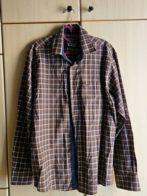 Berto Lucci checked shirt brown, new, size L