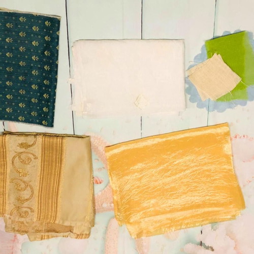 Pack of 8 fabric pieces used, cotton, polyester, polyamide
