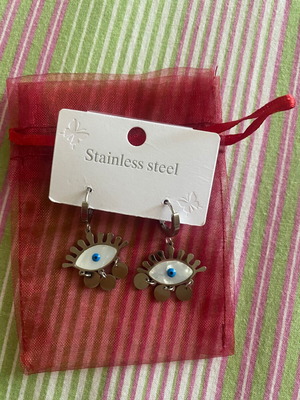 Stainless steel eye-shaped dangling earrings new