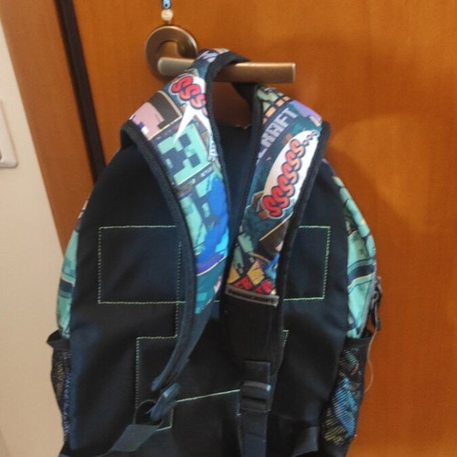 Minecraft primary school backpack with two compartments and pencil case