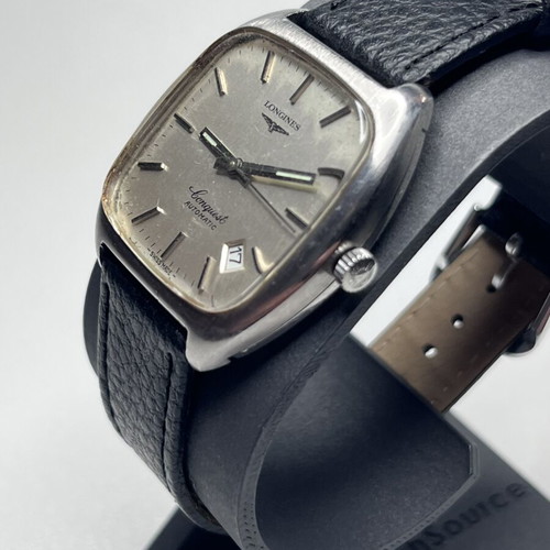 Longines Conquest Automatic watch used with black leather strap