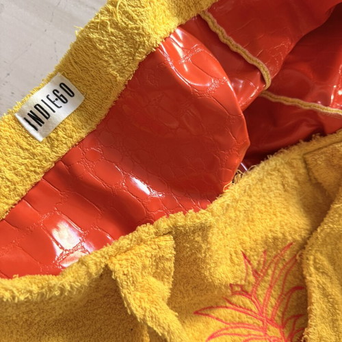 Indiego large yellow terry beach bag like new
