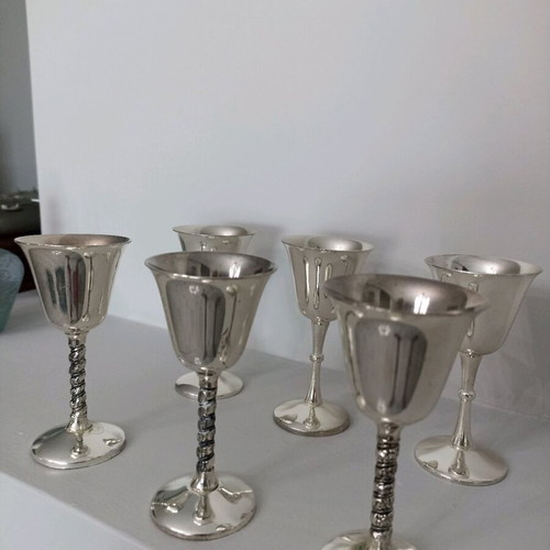 Bronze silver-plated glasses like new, set of 6 pieces