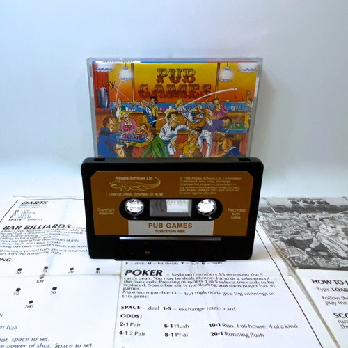 Pub Games tape cassette for Spectrum ZX used, complete in box