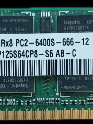Μνήμες RAM 2GB DDR2 SO-DIMM PC2-6400 μεταχειρισμένες, 2 τεμάχια