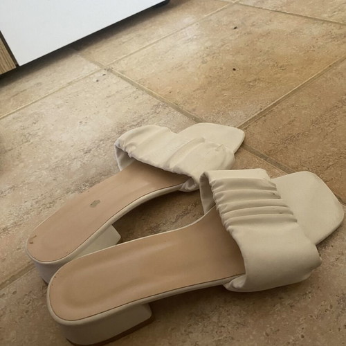 White ruched low heel mules size 38 like new