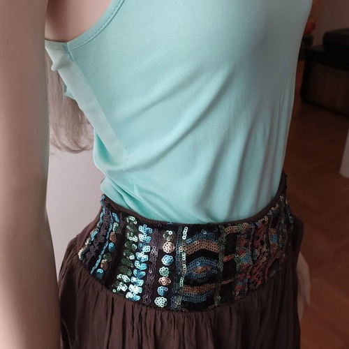 Skirt New With Wide Embroidered Sequin Waistband
