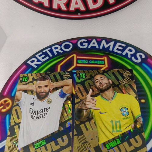 Holo Giant Neymar Jr and Karim Benzema Panini cards used, pack of 2