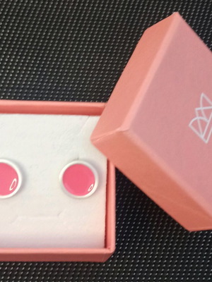 Prigipo Palette σκουλαρίκια Large ροζ κοραλί από ασήμι 925 καινούργια