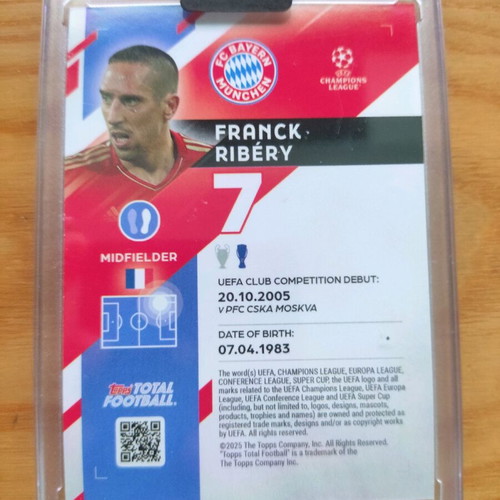 Topps Total Football Master Magicians Frank Ribery card like new, numbered 25
