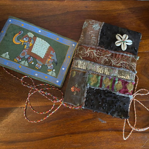 Set of vintage handmade ethnic journals with Indian art