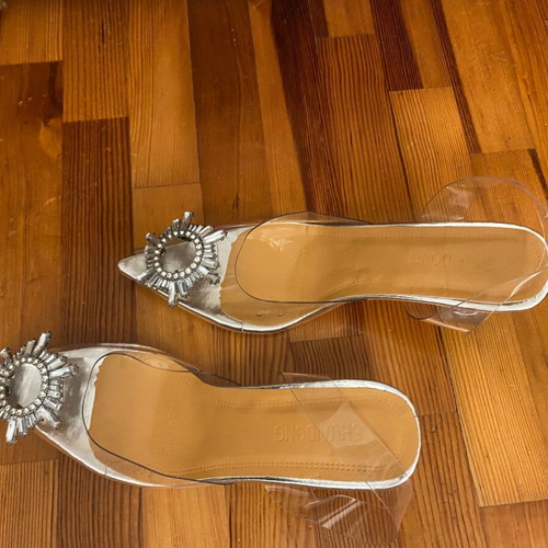 Pumps with Transparent Heel Size 38 New Silver