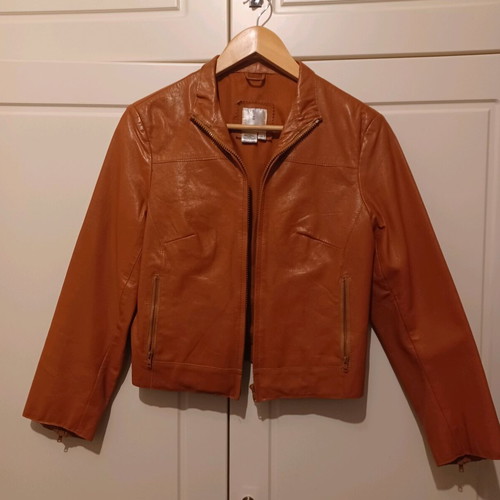 Leather jacket women like new, tan, size 38 (S/M)
