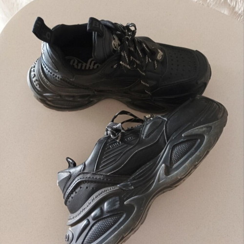 Buffalo black chunky platform sneakers, size 40