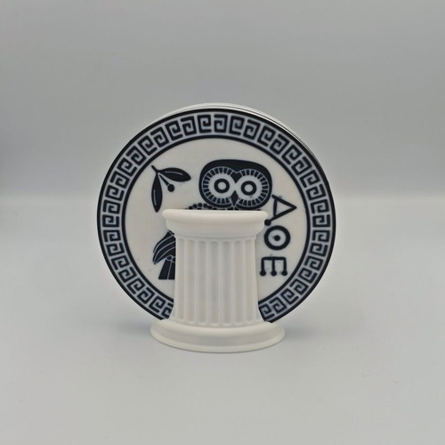 3D Printed Coaster Set Athens Owl 5 Pieces with Column Stand new