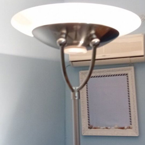 Floor Lamp metal and Murano glass modern with halogen bulbs