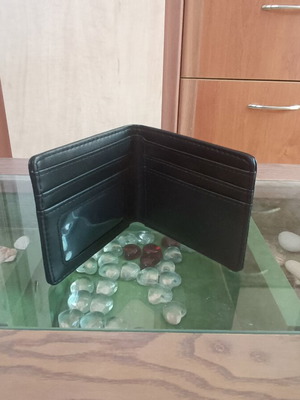 Men's black wallet for bills and cards, new