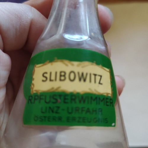 Vintage Slibowitz miniature bottle by Karpfusterwimmer Linz