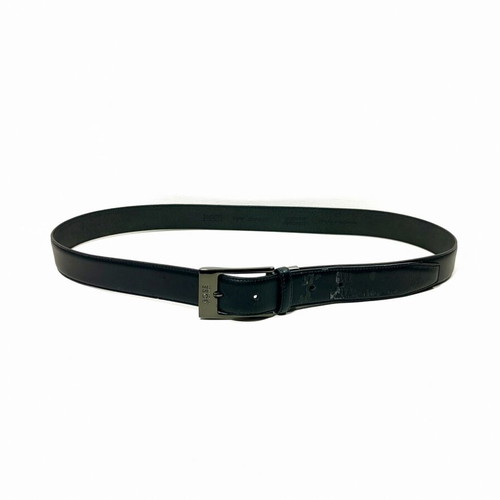 Boss leather belt gift set with 2 interchangeable gunmetal buckles