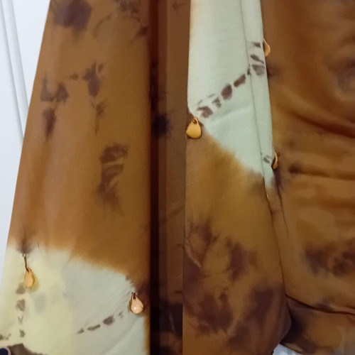 Mad Hat Scarf-Pareo new, beige and brown with bone leaf charms
