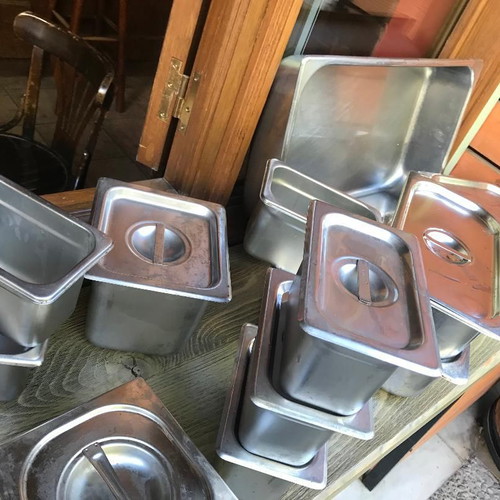 Stackable Metal Gastronomy Containers used for Professional Use