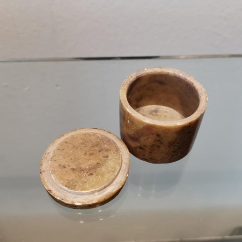 Small marble box used with inlaid anthemion and mother of pearl