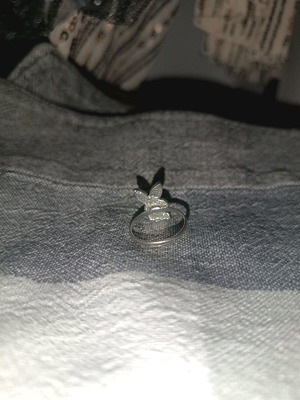 Rabbit ring like new, black and silver