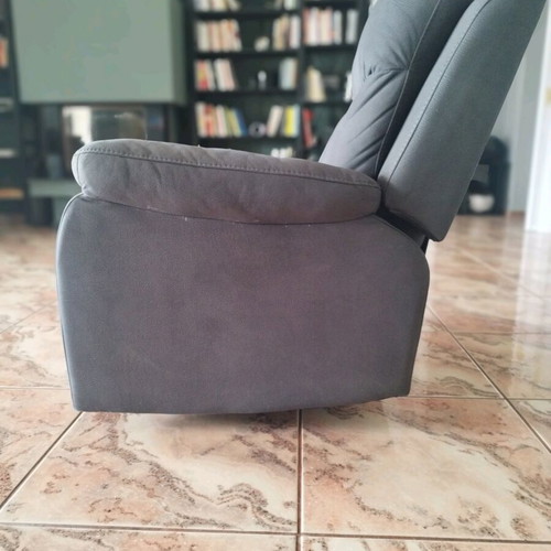 Recliner armchair graphite gray, like new, ecoleather fabric