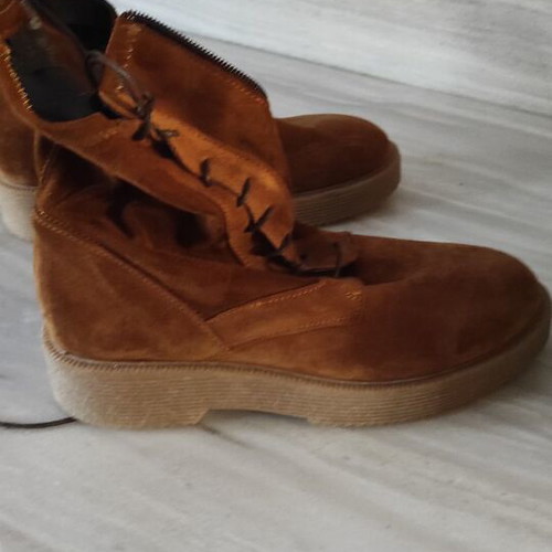 Italian leather ankle boots new camel with fur lining