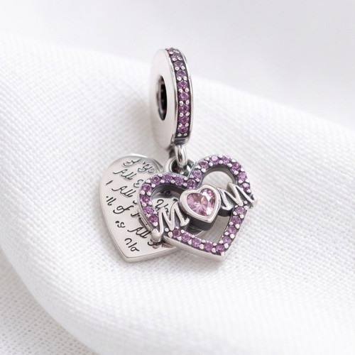 Pandora Heart & Mum Charm S925 new, pink and silver