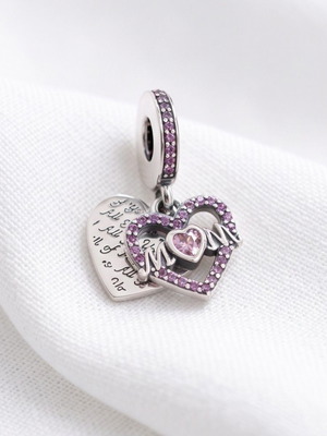 Pandora Heart & Mum Charm S925 new, pink and silver
