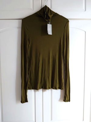 H&M Cotton Turtleneck Shirt new, green olive, size L