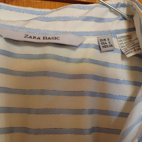 Zara summer shirt used, white and blue, size S