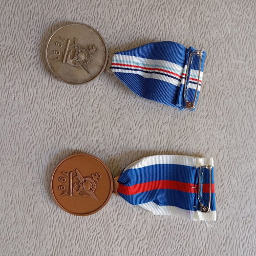 Service medals A and B class, silver and bronze