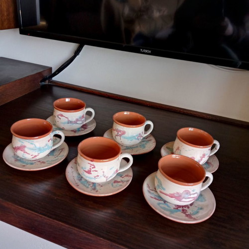 Ceramic traditional cups from Sifnos, new set of 6