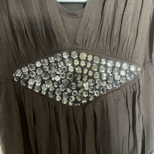 YUKA dress medium large brown like new with embroidered stones