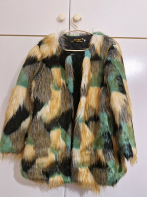 Ecological fur like new, size medium-large, multicolored