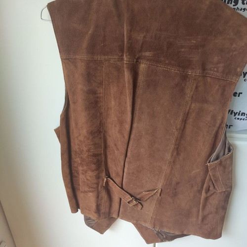 Vintage brown suede leather vest used, boho western style