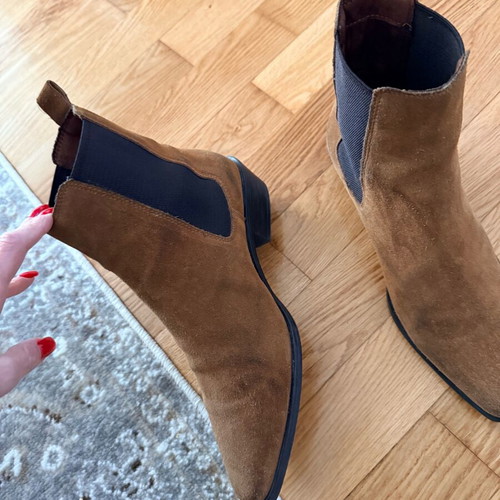 Zara suede brown ankle boots used, size 40 with elastic