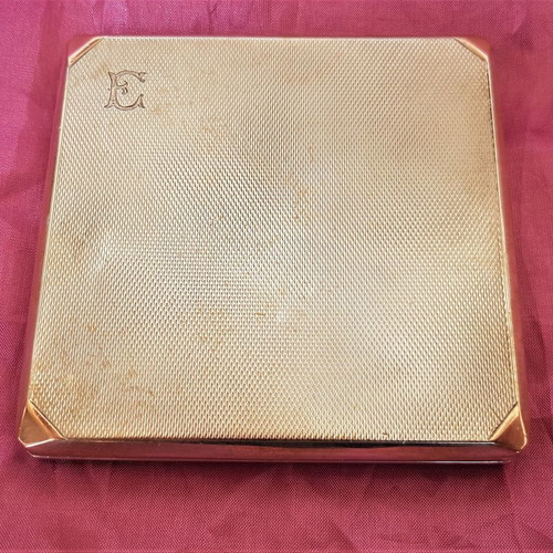Silver and gold handmade vintage cigarette case used, Made in England 1932