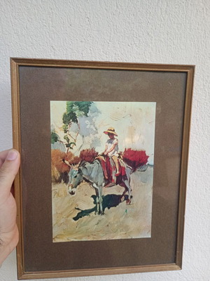 Vintage κάδρο Ν. Λύτρας Το γαϊδουράκι μεταχειρισμένο, 32,5x26 εκ.