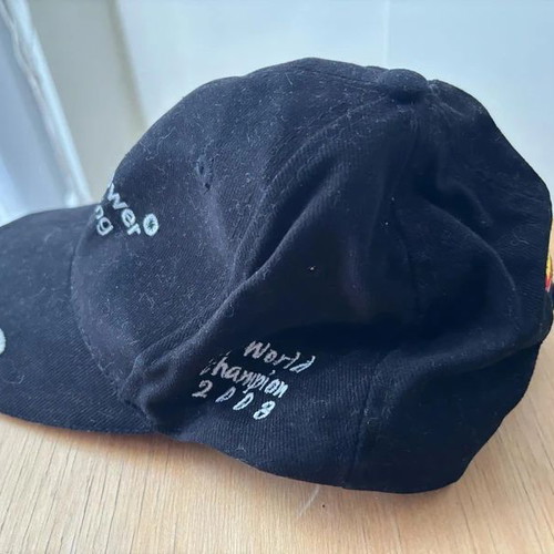 Shell Jockey Hat used, cotton, black and white, sizes M L