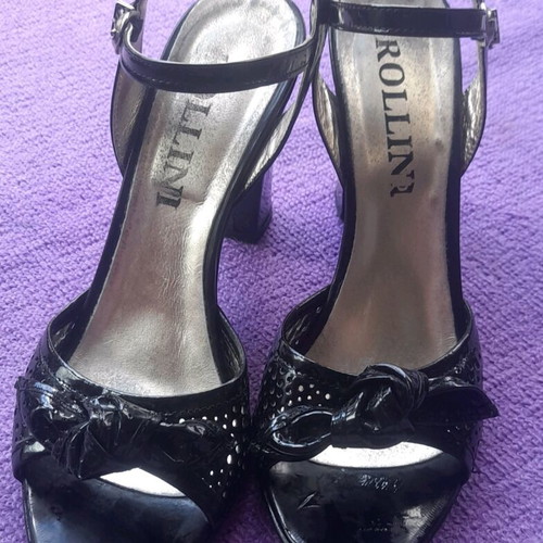 Rollini classic sandals used size 39 black with thick heel